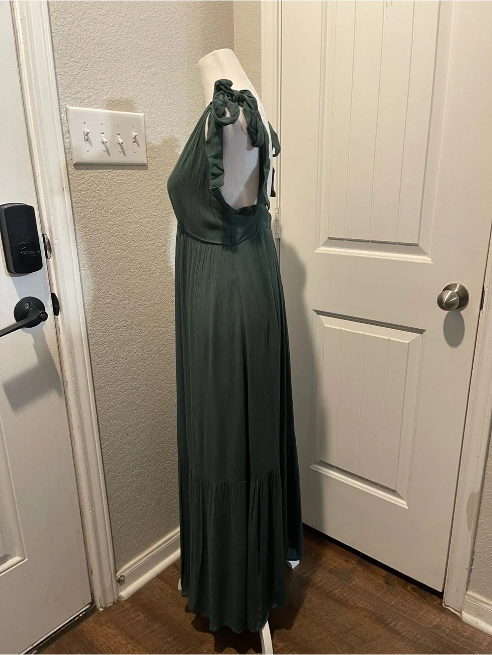 Abercrombie & Fitch Olive Green Tie-Shoulder Maxi Dress